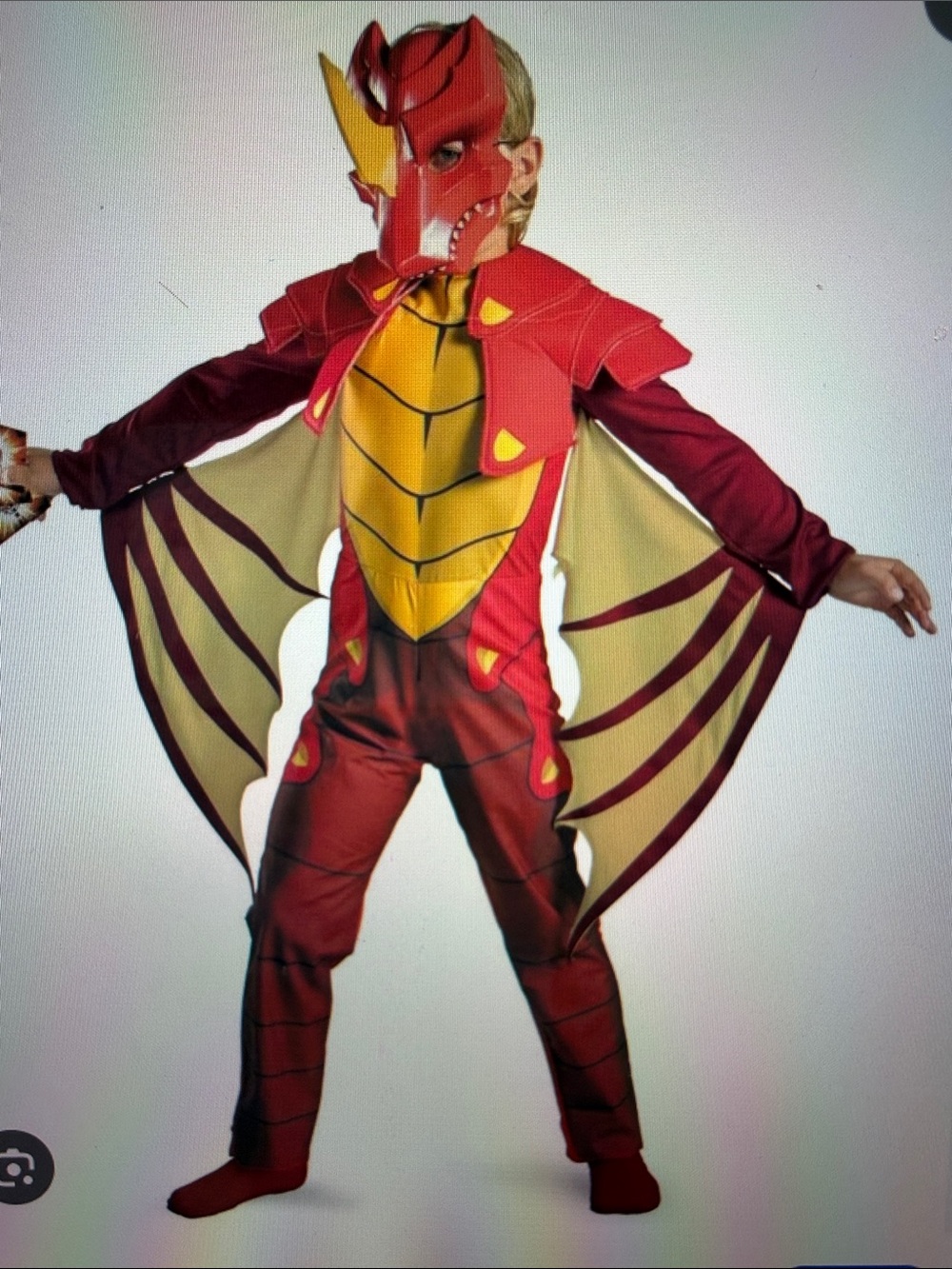Boys' Red & Gold Dragonoid Bakugan Winged Halloween Costume, size 4-6